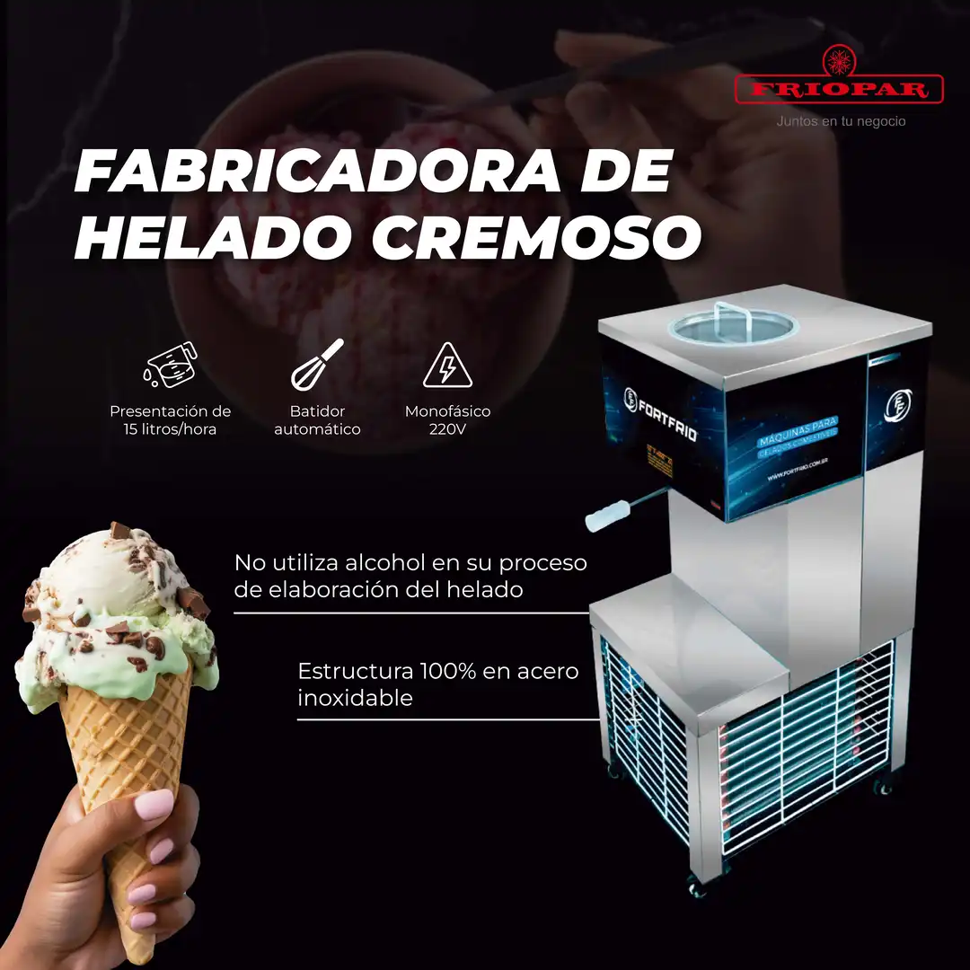 Fabricadora de helado cremoso de 15 litros/hora