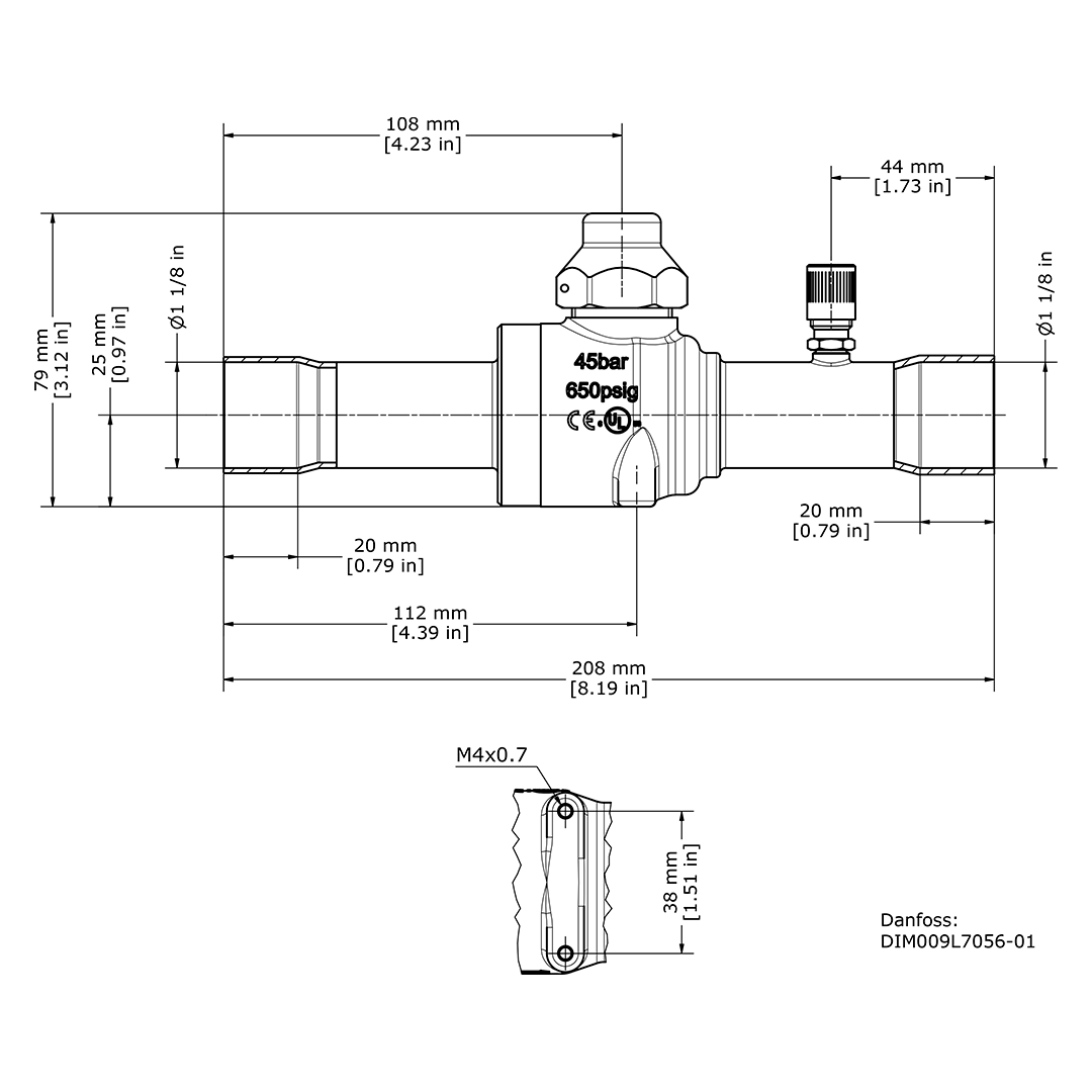 LLAVE ESFERICA 1 1/8" DANFOSS GBC 28S - Imagen 3
