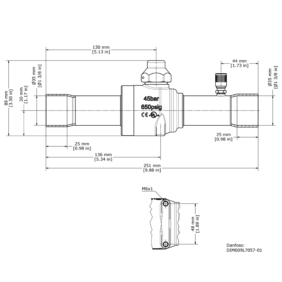 LLAVE ESFERICA 1 3/8" DANFOSS GBC 35S - Imagen 3